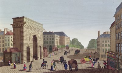 ポルトサンマルタン、1815-20年頃（カラー彫刻） 作： Henri Courvoisier Voisin